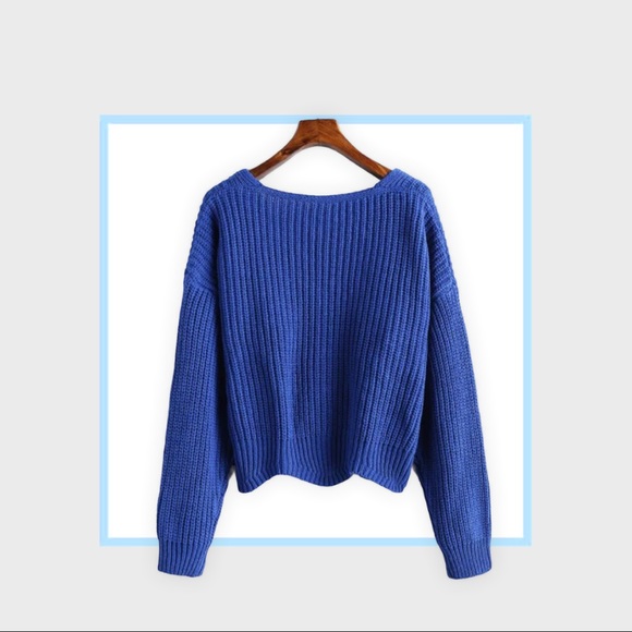 Blue cardigan with asymmetrical hemline - Picture 2 of 5